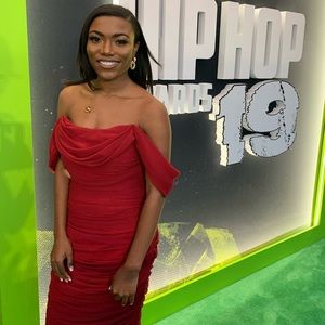 House of CB Carlotta Wine Ruched Draped Chiffon Dress